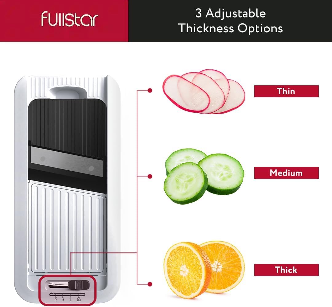 Vegetable Chopper Vegetable Cutter Mandoline Vegetable Slicer - Veggie Onion Salad Food Chopper Manual - Potato Chipper - Veg Chopper and Dicer - Kitchen Tools & Gadgets (6-in-1 Compact White)