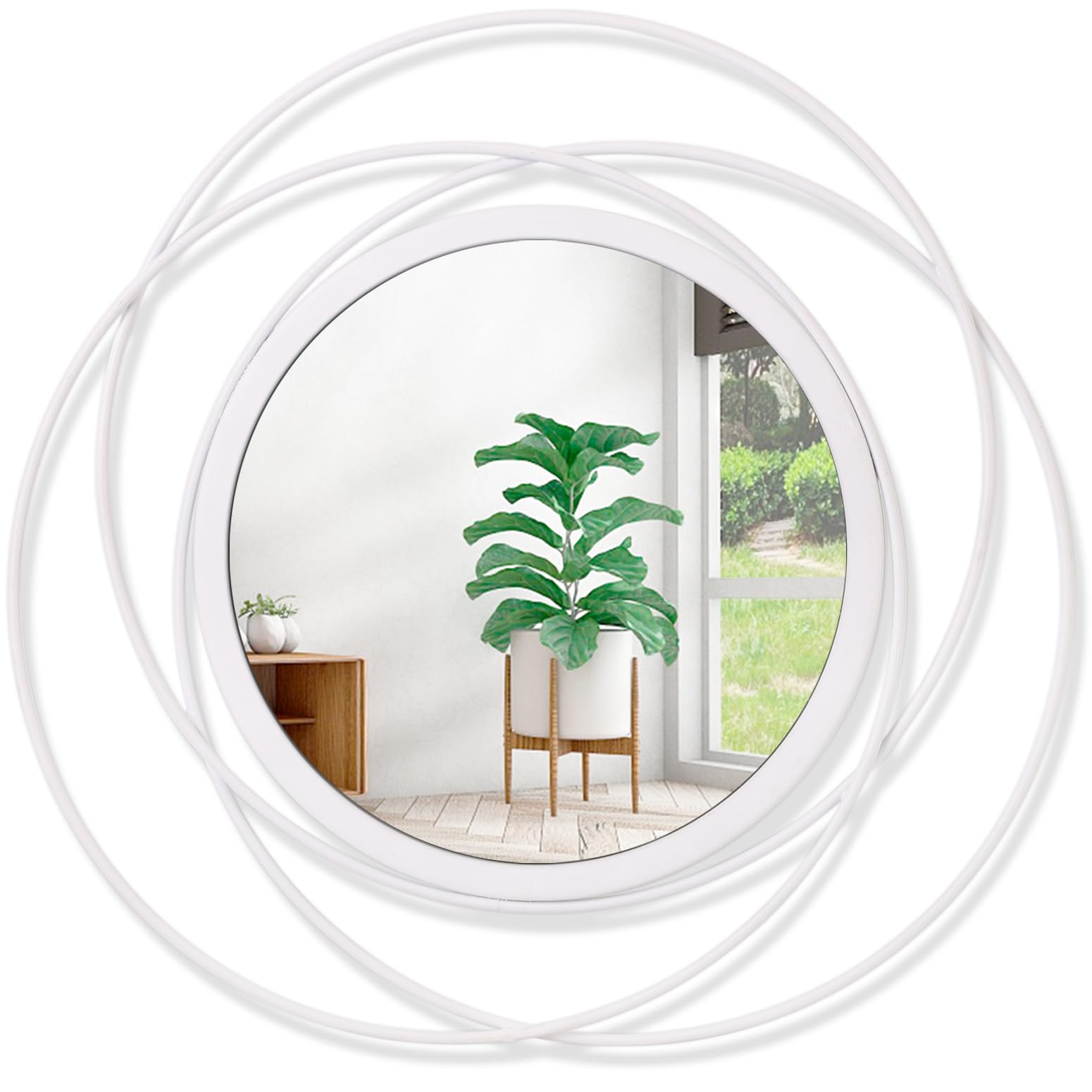 HLFMVWE Large 60 x 60 cm Decorative Wall Round Mirror for Home Decor for Living Room, Bathroom, Bedroom, Washrooms Modern Circle Mirror with Metal