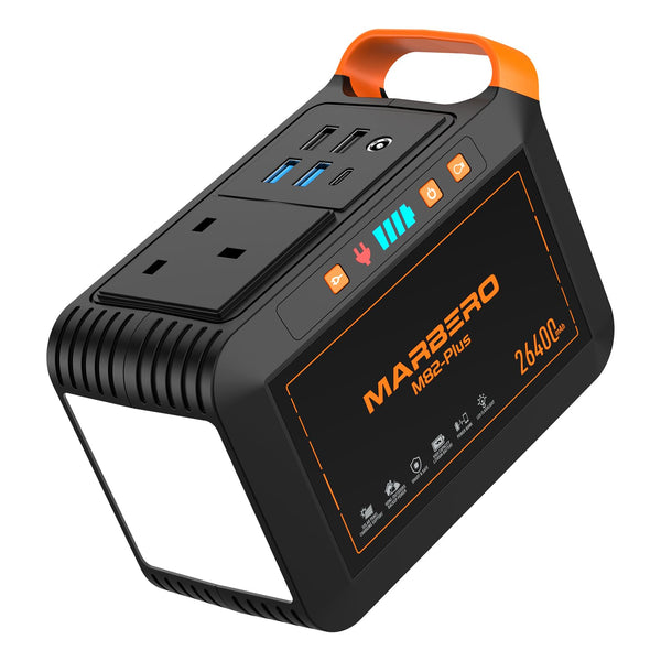 MARBERO Portable Power Station 98Wh Large Battery Pack 100W(150W Peak) Solar Generator Camping Backup with AC Plug Socket with LED Light for Outdoor Adventure RV Trip Home Blackout Emergency