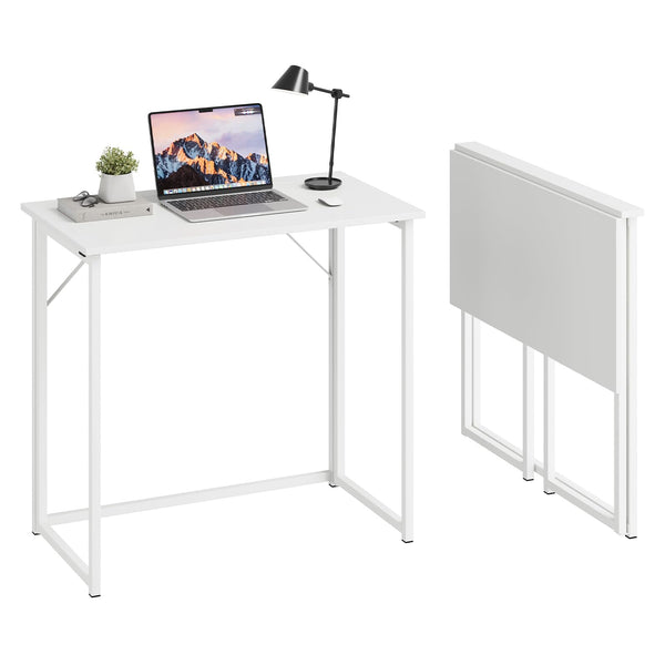 Dripex Folding Desk Foldable Small Computer Desk Writing Table for Small Place Easy Assembly, White