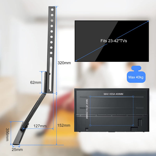 suptek Universal TV Stand, TV Leg Replacement for Most 22-65 inch LCD/LED/OLED/Plasma TVs, Adjustable Table Top TV Feet for Flat&Curved Screen, VESA up to 800x400mm, Capacity 50kgs