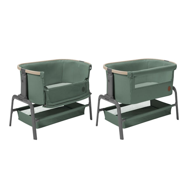 Maxi-Cosi Iora Co-Sleeper Crib, Foldable Baby Bedside Crib, 0–6 Months, max 9 kg, 4 Incline & 5 Height Positions, Easy Slide, Comfortable Mattress, Large Basket, Easy to Carry, Essential Grey