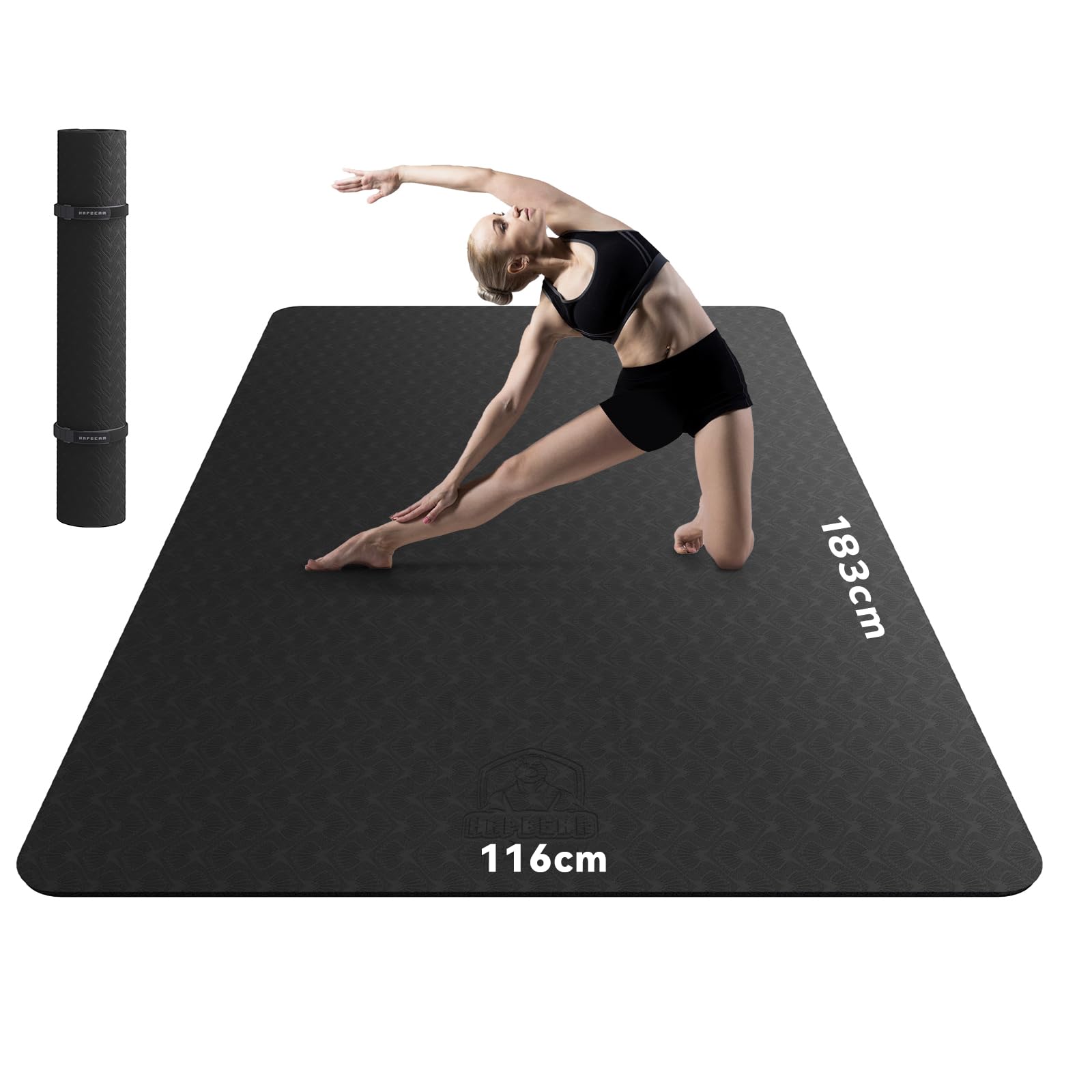 HAPBEAR Large Yoga Mat for Women-183cm116cm6mm, TPE Non-Slip, Durable, Eco-Friendly, Extra Large Thick Wide Exercise Mat for