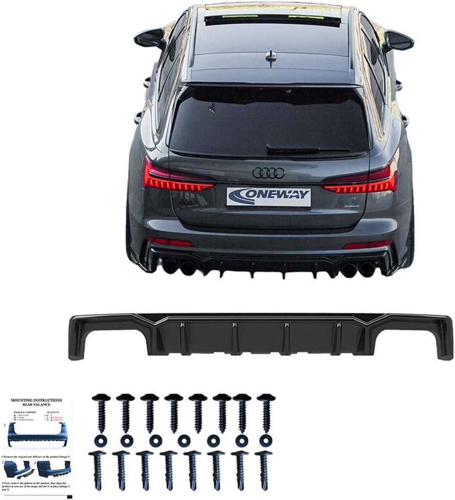 Oneway Rear Diffuser compatible with Audi A6 S-Line/S6 C8 (Sedan/Avant) 2018- - Gloss black