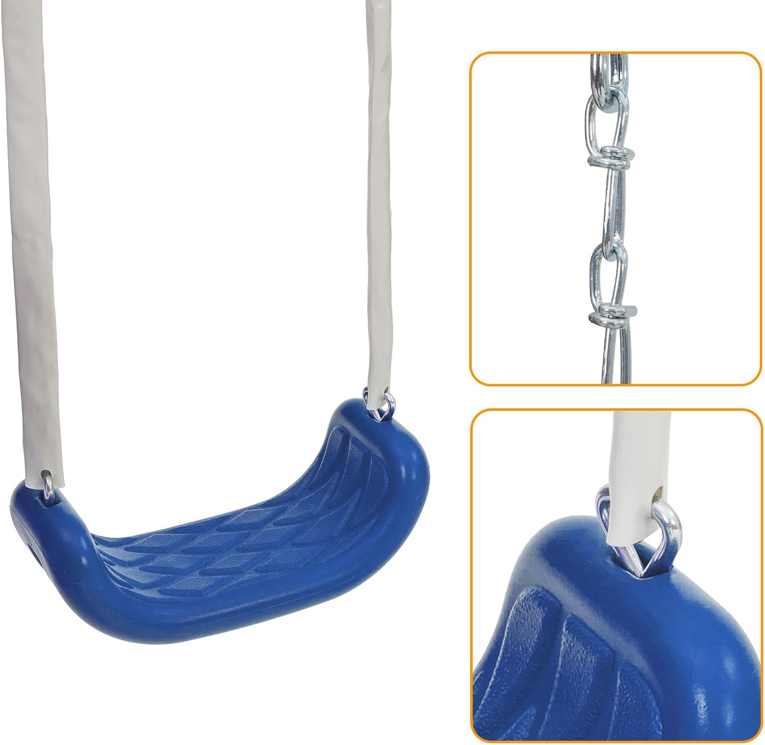 Aptliton Kids Swing set with Metal Frame, Nest Tree and Plastic Single Swing, Basketball Hoop, Slide, Backyard Playground Outdoor Play Frame Toy for children, Over 3 Years Old, Blue and Yellow