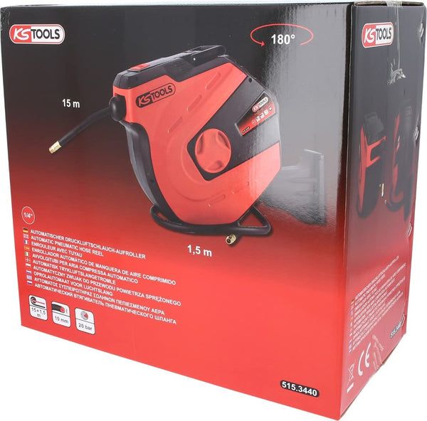 KS Tools 515.3440 Automatic Compressed Air Hose Reel Diameter 10 mm x 15 m