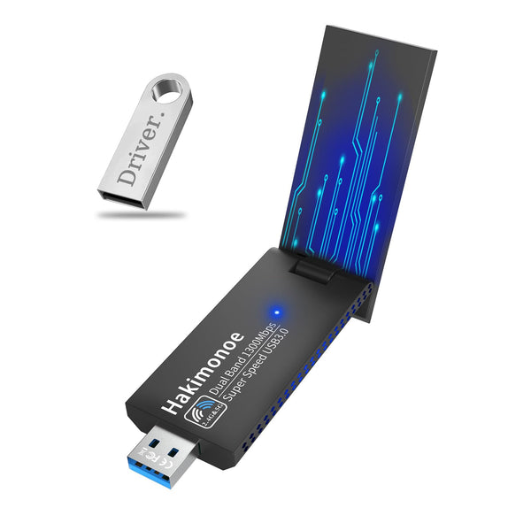 AC1300 USB 3.0 WiFi Adapter for PC, Super-Fast Wireless Network Card Dongle High Gain 5dBi Antenna Dual Band 2.4G/5GHz w/USB Driver for Win 11 10 8.1 8 7 Laptop Desktop, Plug n Play