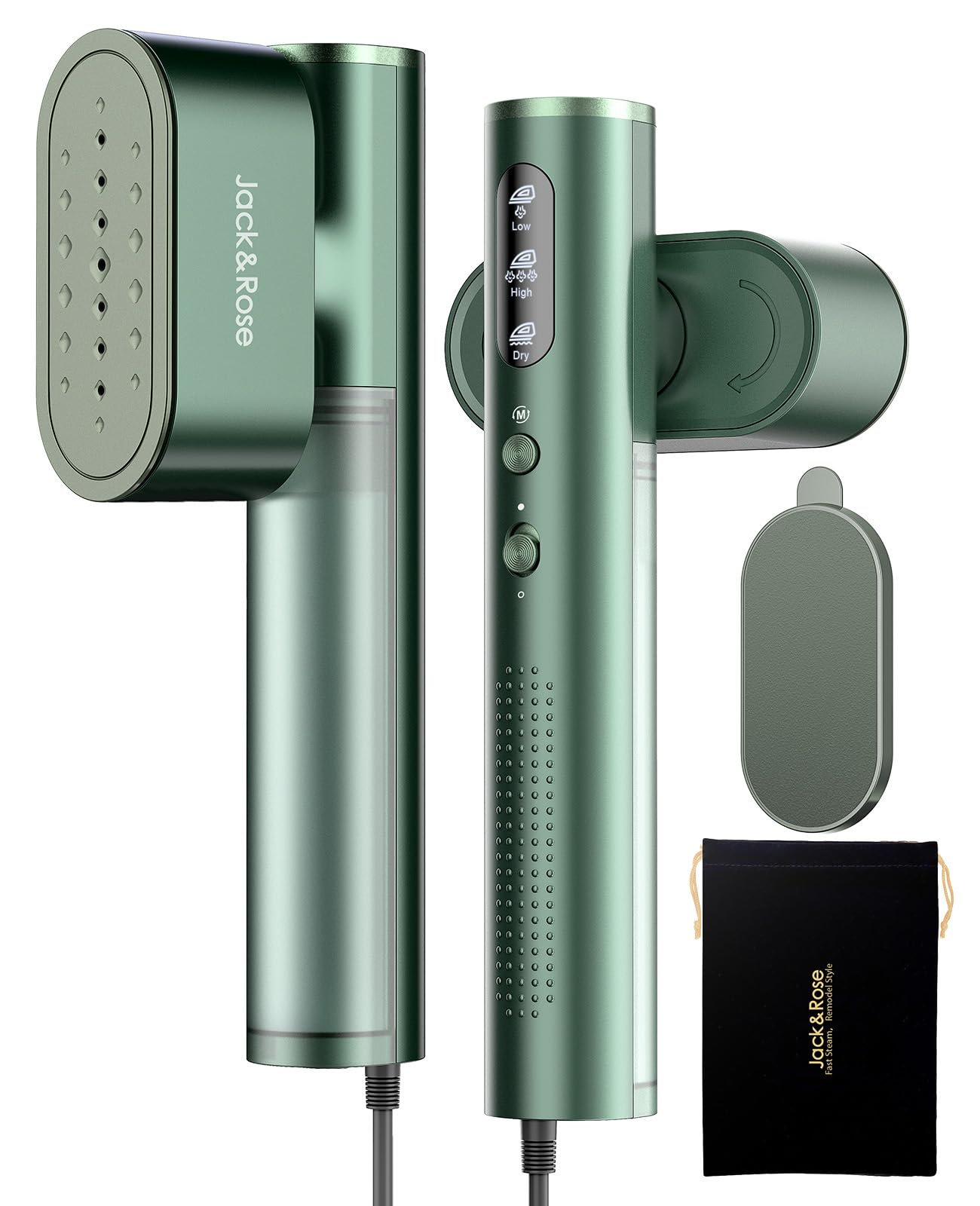 Jack  Rose Clothes Steamer,100-240V Dual Voltage Travel Steamer Clothing, 15s Fast Heat Up,Portable Handheld Steamer for Clothes,2 in 1 Garment