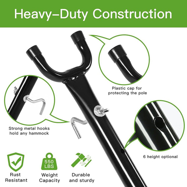 Goutime 9Ft Double Hammock with Stand,550 lbs Capacity, Includes Portable Carrying Bag Perfect for Indoor Outdoor Patio, Deck, Yard,Balcony