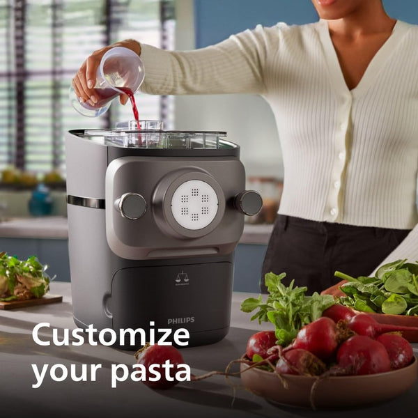 Philips 7000 Series Pasta Maker - ProExtrude Technology, Auto-Weighing, 8 Shaping Discs, Perfect Dough, Easy Clean, Up to 8 Portions, Black (HR2665/93)