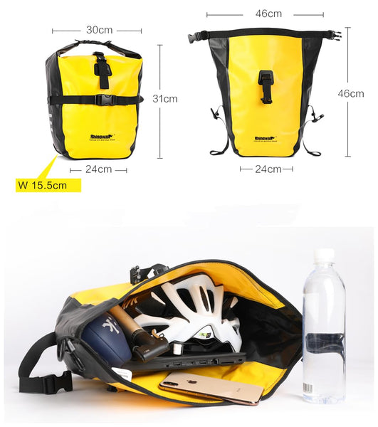 Rhinowalk Bike Bag Waterproof Bicycle Pannier Rear Seat Bag for Cycling Bicycling Traveling Riding, Yellow