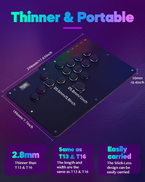 Sehawei Arcade Stick R16 All-Button Arcade Controller 16Keys for PC/Ps3/Ps4/Switch/Steam,Fight Stick for Fighting Games with Custom RGB & Turbo Functions & Hot Swap Black