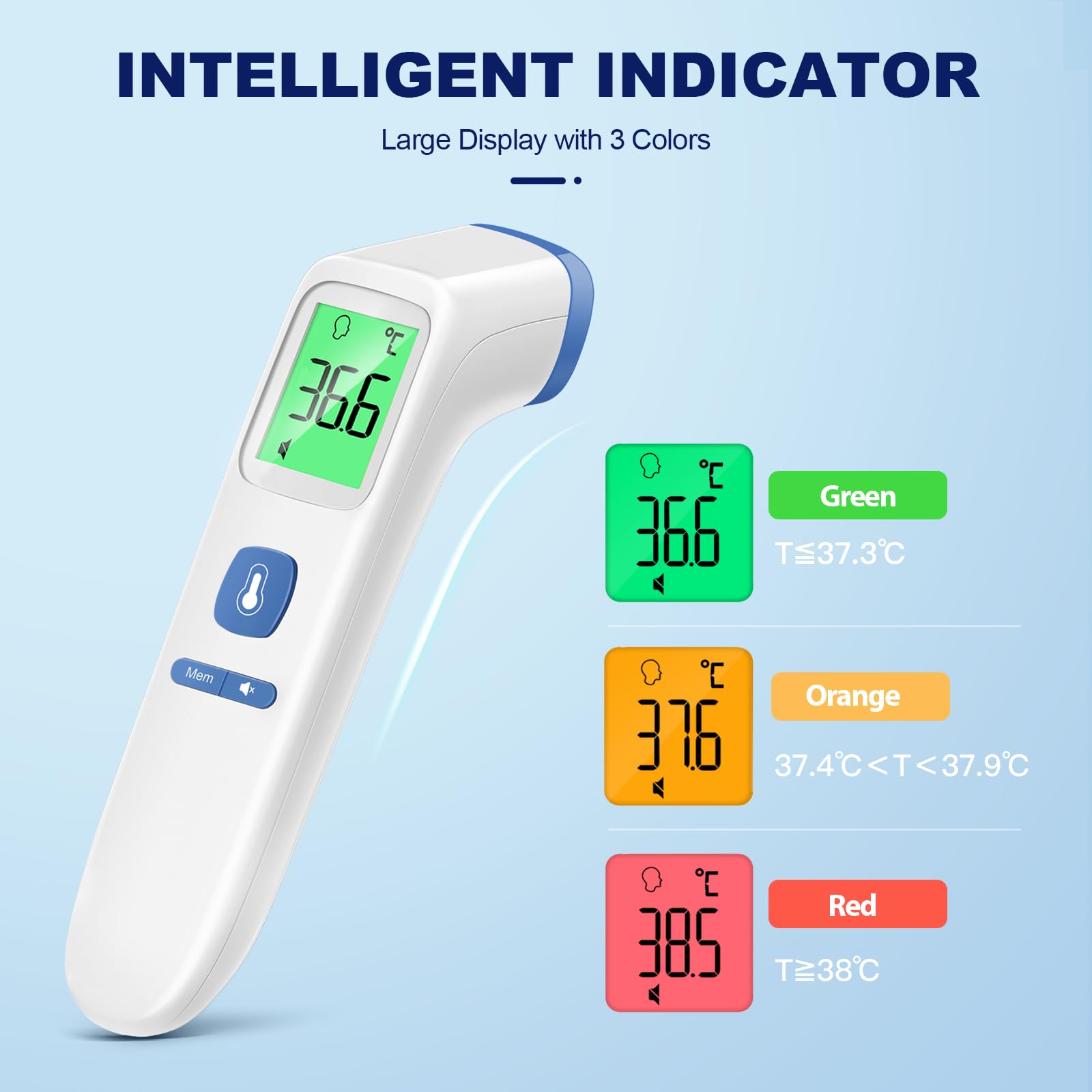 No-Touch Forehead Thermometer for Adults, Infrared Digital Thermometers for Kids, Touchless Baby Thermometer, Accurate Reading with LCD Display, Mute Mode, Memory Recall, Fever Alarm