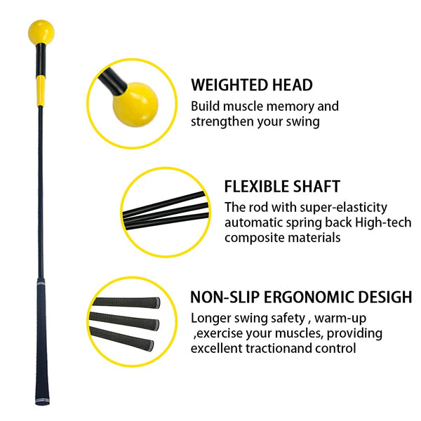 JARAGAR Golf Swing Trainer, Power Flex Golf Swing Training Aid for Improved Tempo Rhythm Balance and Strength, 48 Inches Yellow Golf Training Aids