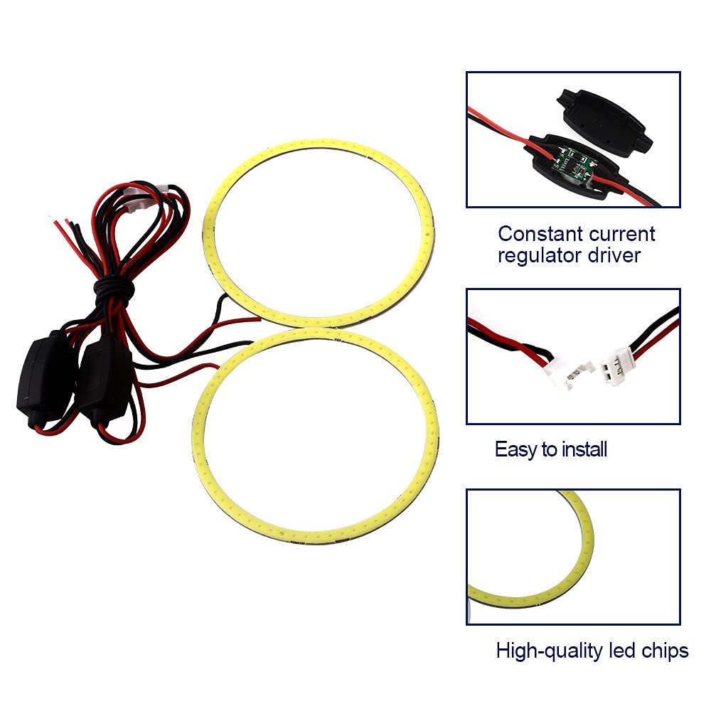 Qasim Car Angel Eyes COB Light Halo Ring 120MM 93SMD Headlight Lamp White 12V 24V(Pack of 2PCS)