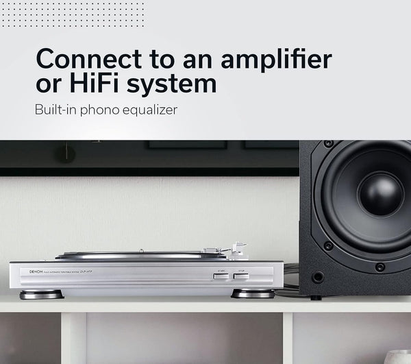 Denon DP-29F Record Player for Vinyl, 33/45 RPM Turntable, MP3/WAV, Built-in Phono Equalizer, Removable Dust Cover, MM Cartridge, MC Compatible - Silver