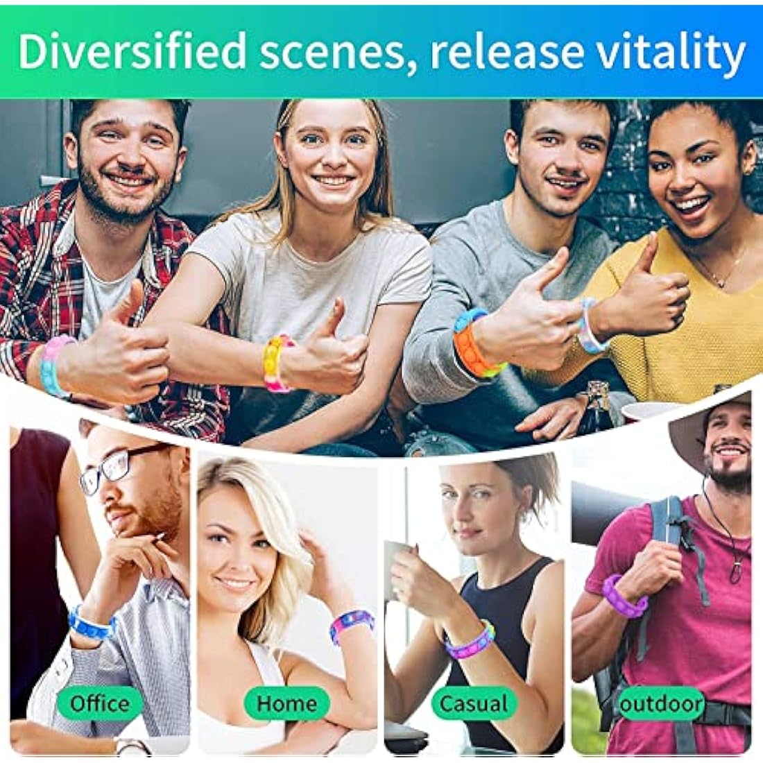 Amyang 90Pcs Pop Bracelet Fidget Toys,Bubble Bracelets,Stress Anxiety Relief Sensory Toys for Kids Adults ADHD ADD Autism,Classroom Exchange Gifts Party Favor Game Prizes
