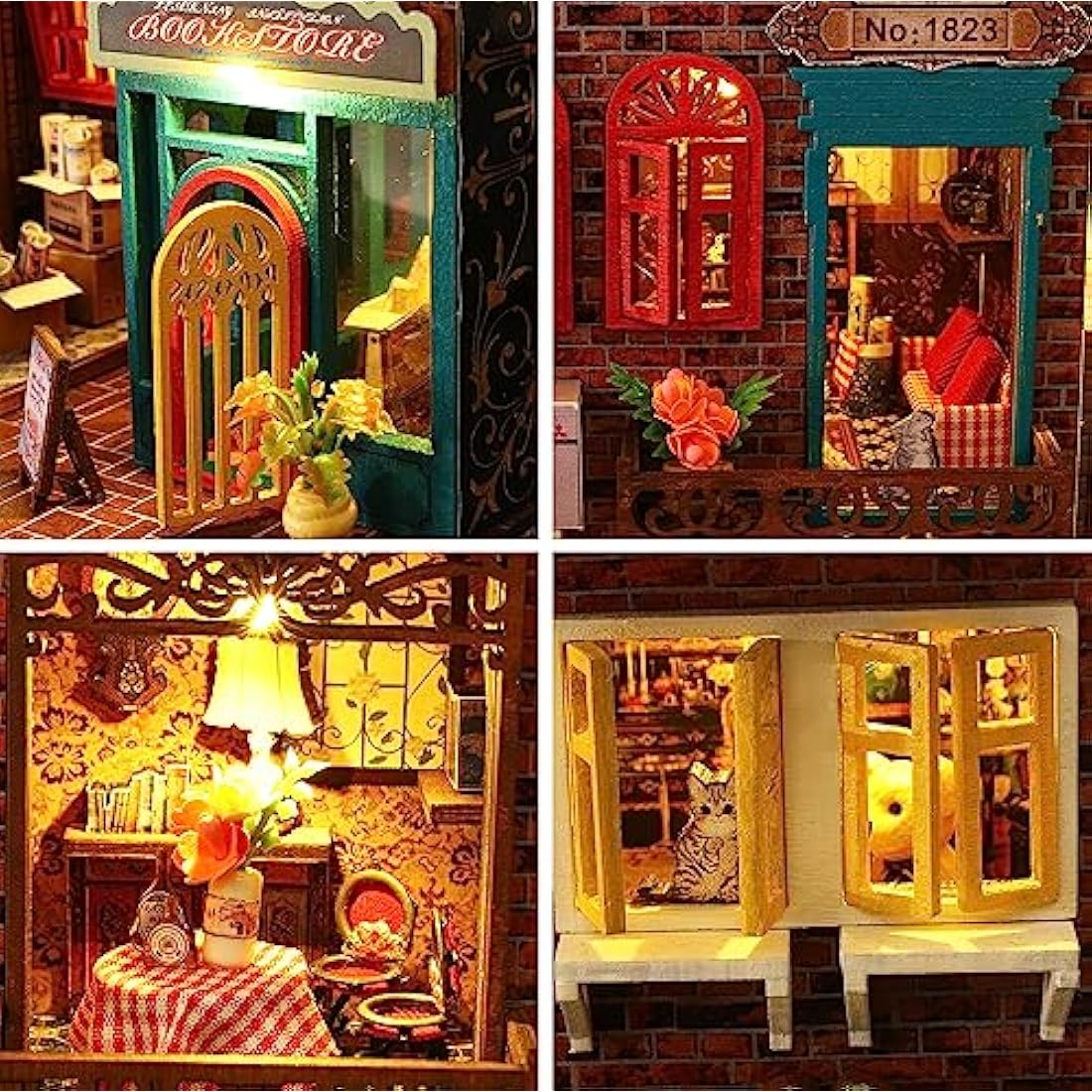 Spilay Diy Miniature House Kit with Wooden Furniture, DIY Dolls house Kit with Dust Proof Cover, Music Box and LED, 1:24 Scale Creative Gift for Women Girl Friend Lover ES009