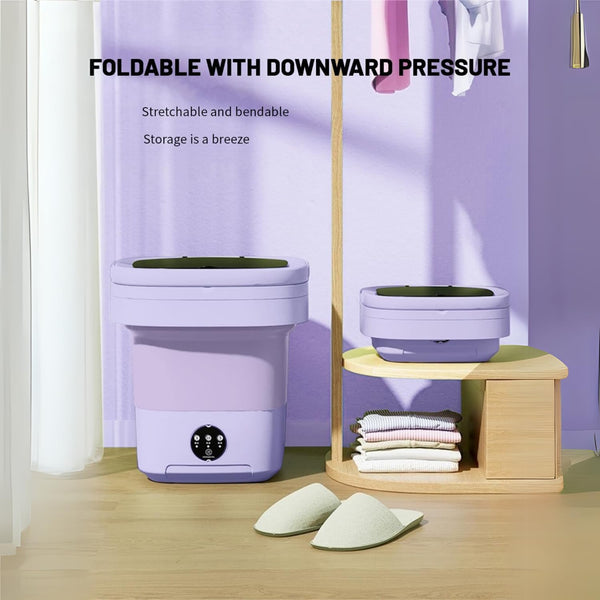 Portable Washing Machine, 11L Foldable Washer & Spin Dryer with Laundry Bag & Drying Net & Microfiber Cloths, Laundry Machine with 3 Cleaning Modes for Baby Clothes and Underwear (Blue)