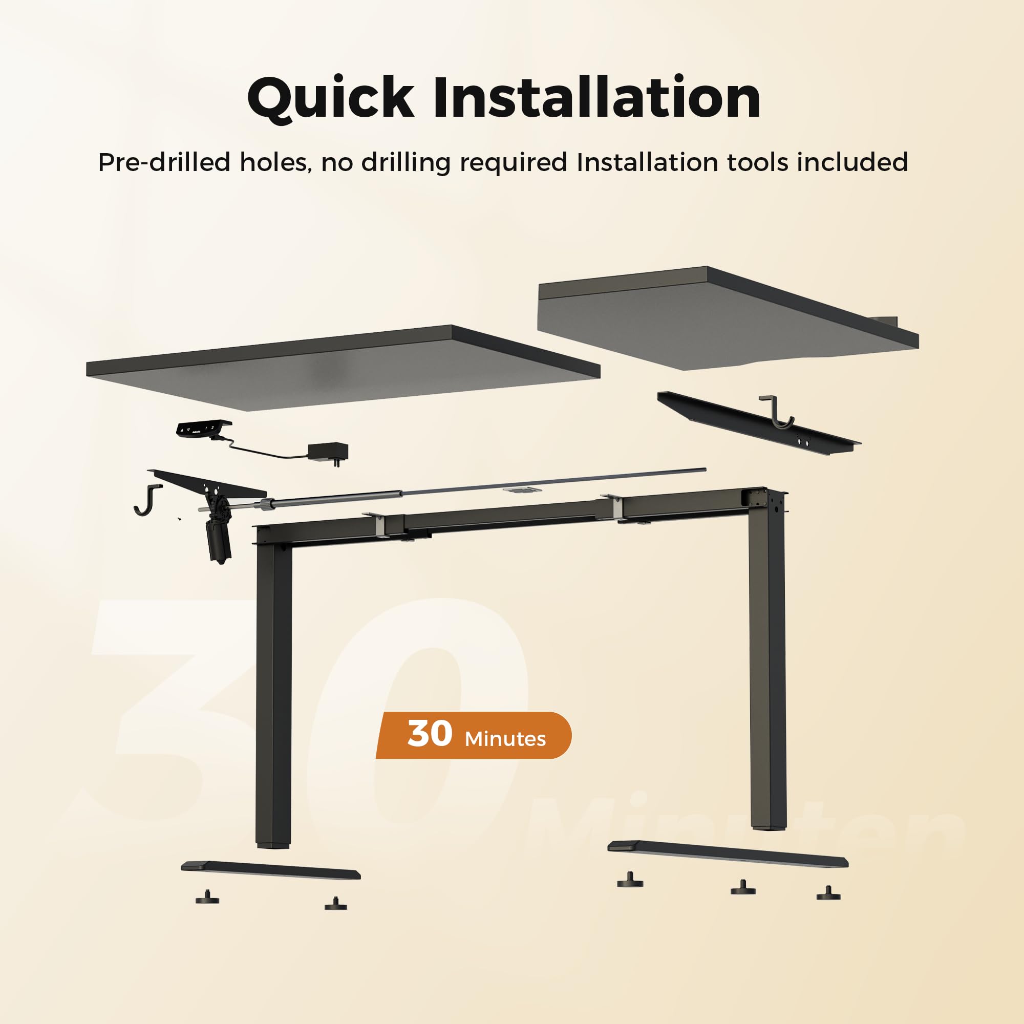 Agilestic L-Shaped Electric Standing Desk, 140cm Height Adjustable Sit-Stand Desk for Home Office, Ergonomic Computer Desk with Spliced Board, White