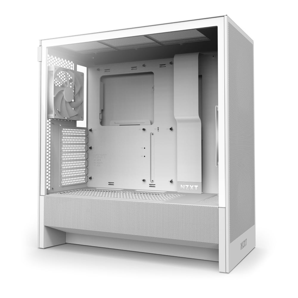 NZXT H5 Flow RGB - Compact ATX Mid-Tower PC Gaming Case - High Airflow - F360 RGB Core (CV) Included - 360mm Front & 240mm Top Radiator Support - Cable Management - Tempered Glass - White