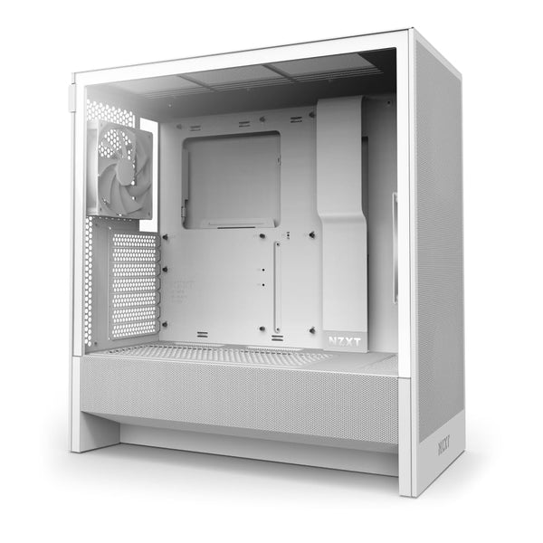 NZXT H5 Flow RGB - Compact ATX Mid-Tower PC Gaming Case - High Airflow - F360 RGB Core (CV) Included - 360mm Front & 240mm Top Radiator Support - Cable Management - Tempered Glass - White
