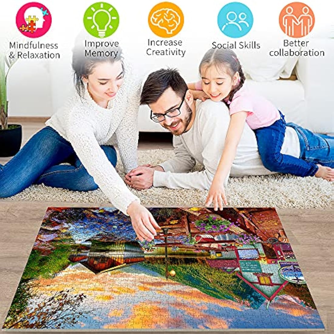 HUADADA Jigsaw Puzzles for Adults 1000 Puzzles for Adult 1000 Pieces Puzzle 1000 Pieces Jigsaw Puzzle（canoe lake）