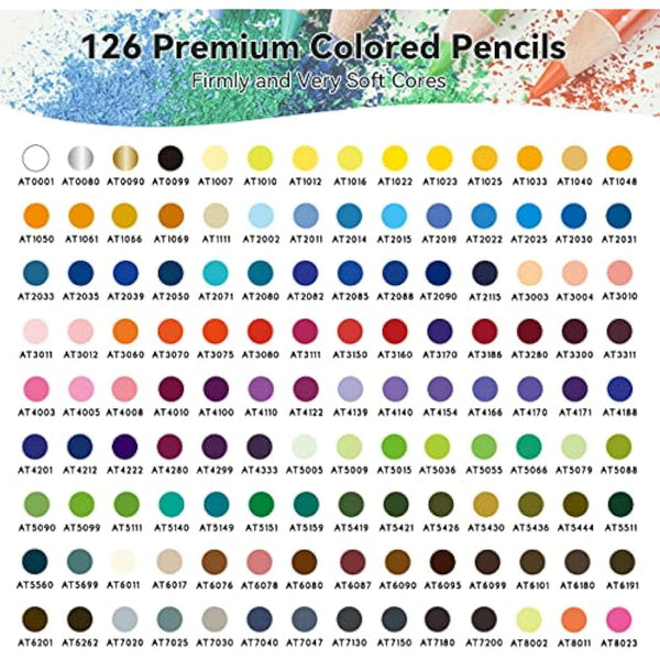 Arrtx 126 Colouring Pencils Set, Professional Premium Soft Core Coloured Pencils for Adult Artists, Drawing, Sketching, Shading |Adult Colouring Book |Colour Pencils | Artist Pencils