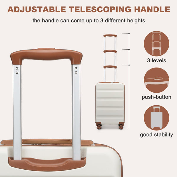 Kono Lightweight 28" Large Suitcase | Hard Shell with TSA Lock | 4 Dual Spinner Wheels | Expandable Design for Easy Travel | Perfect for Business & Vacation (Cream White,75x47.5x29.5cm)