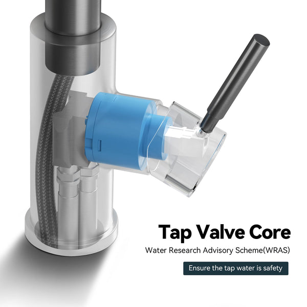 Warmiehomy 5 Modes Kitchen Taps Mixer with Pull Out Spray,High Arc 360° Swivel Dual Spout Pull Down Stainless Steel Kitchen Sink Taps,Brushed Nickel