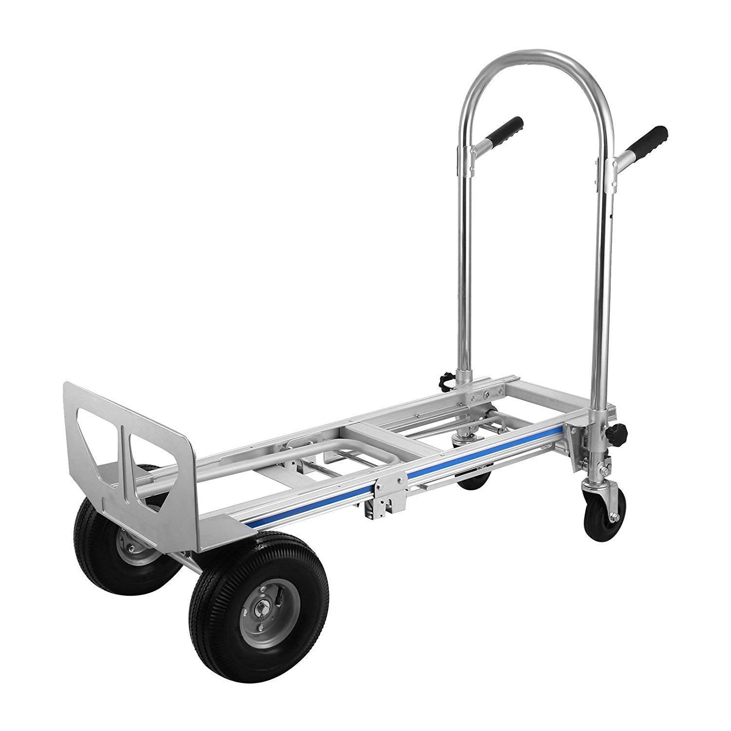 3 in 1 Aluminum Hand Truck 770Lbs/350Kg Capacity Folding Aluminum Alloy Cart Dolly Utility Cart Trolley Heavy Duty with 2 or 4 Flat Free Wheels (3 in 1)