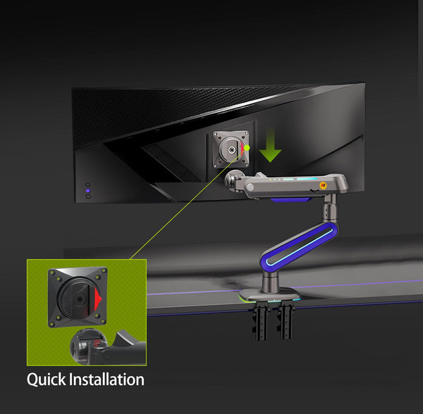 NB Ergonomic Monitor Stand for Screen 32 to 60 inch, RGB Ultrawide Curved Monitor Arm 49 57 inch - Load up to 20 kg, VESA 75 & 100 mm (Black)