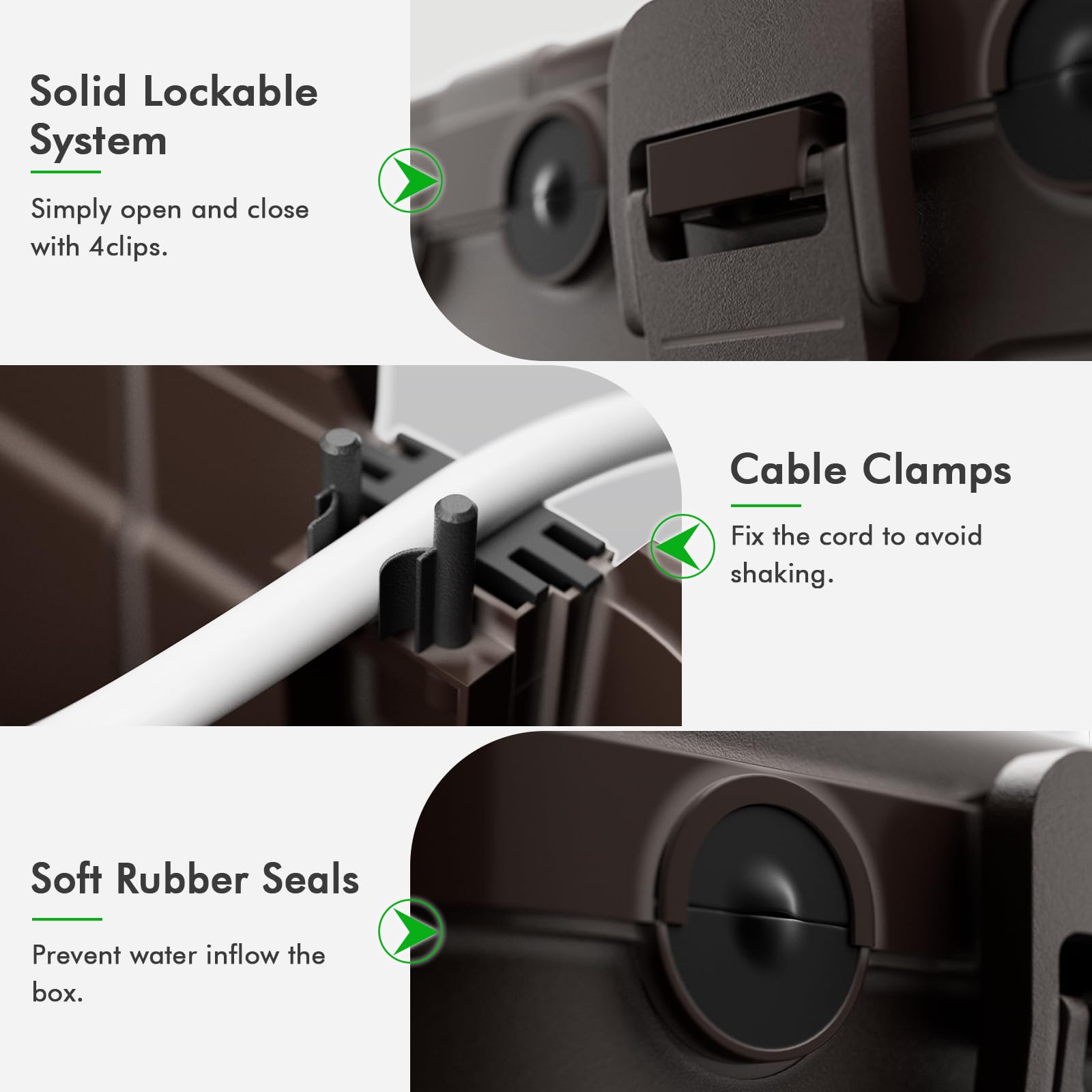 RESTMO Extra Large Waterproof Electrical Box, IP54 Weatherproof Outdoor Outlet Cover, Protect Outlet, Plug, Timer, Power Strip (Not Included), Holiday Light Decoration, 32 x 22 x 13 cm, Black