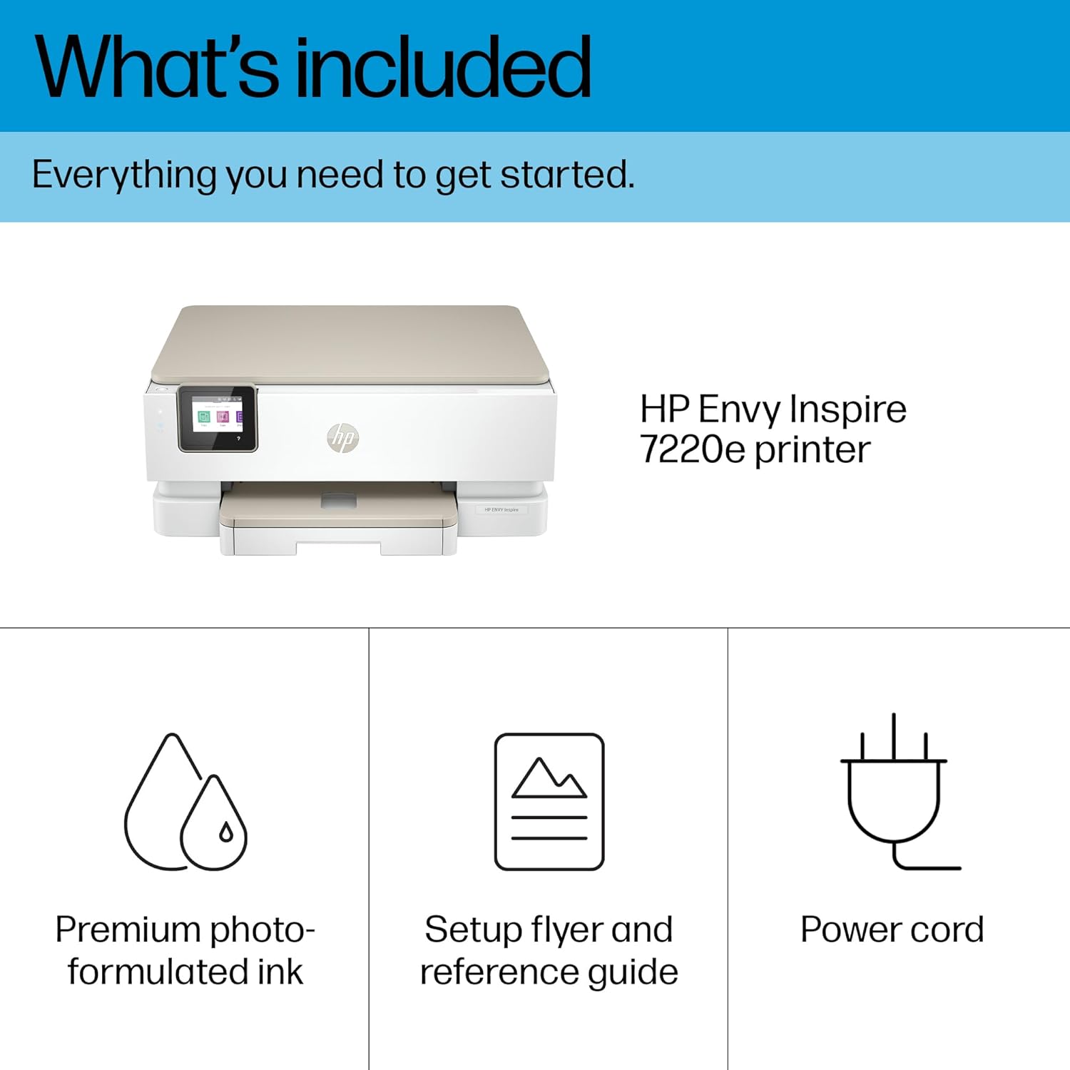 HP ENVY Inspire 7220e All-in-One Wireless Colour Printer | 5 months free Instant Ink limited time only | White | 2-sided printing | Touchscreen | Self-healing Wi-Fi