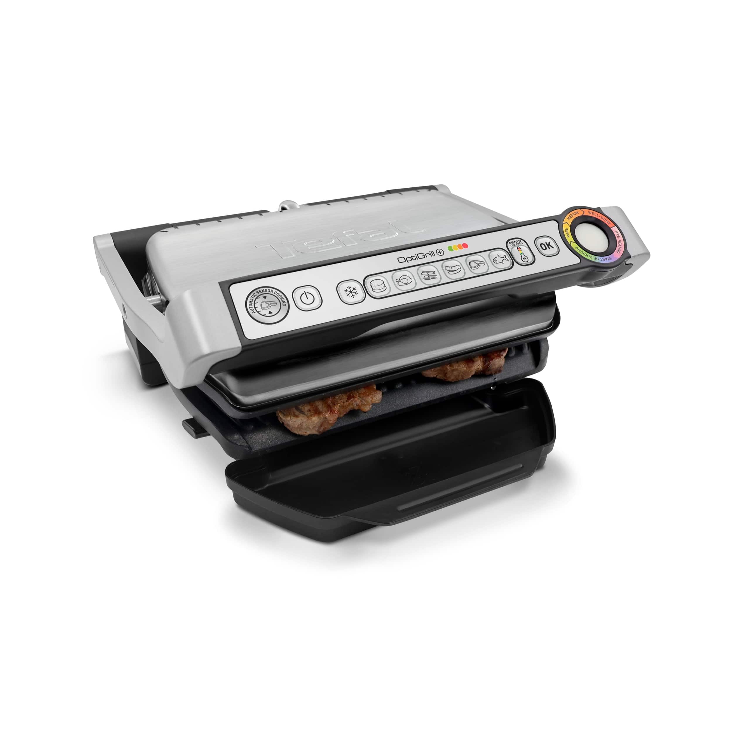 Tefal GC722D40 Optigrill Plus X-Large Grill with 9 Automatic Settings and Cooking Sensor, Non Stick Removable Plates, Automatic Settings and Cooking Sensor, Stainless Steel, Xl
