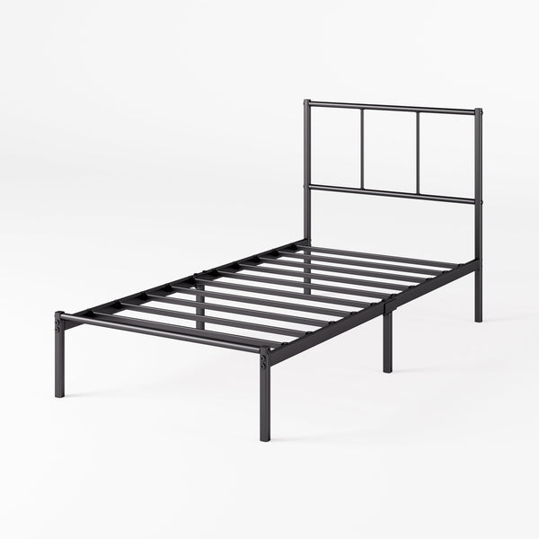 ZINUS Justin Double Bed frame - Bed 135x190 cm - 36cm Height - Metal bed frame with Underbed storage and steel slat support - Black