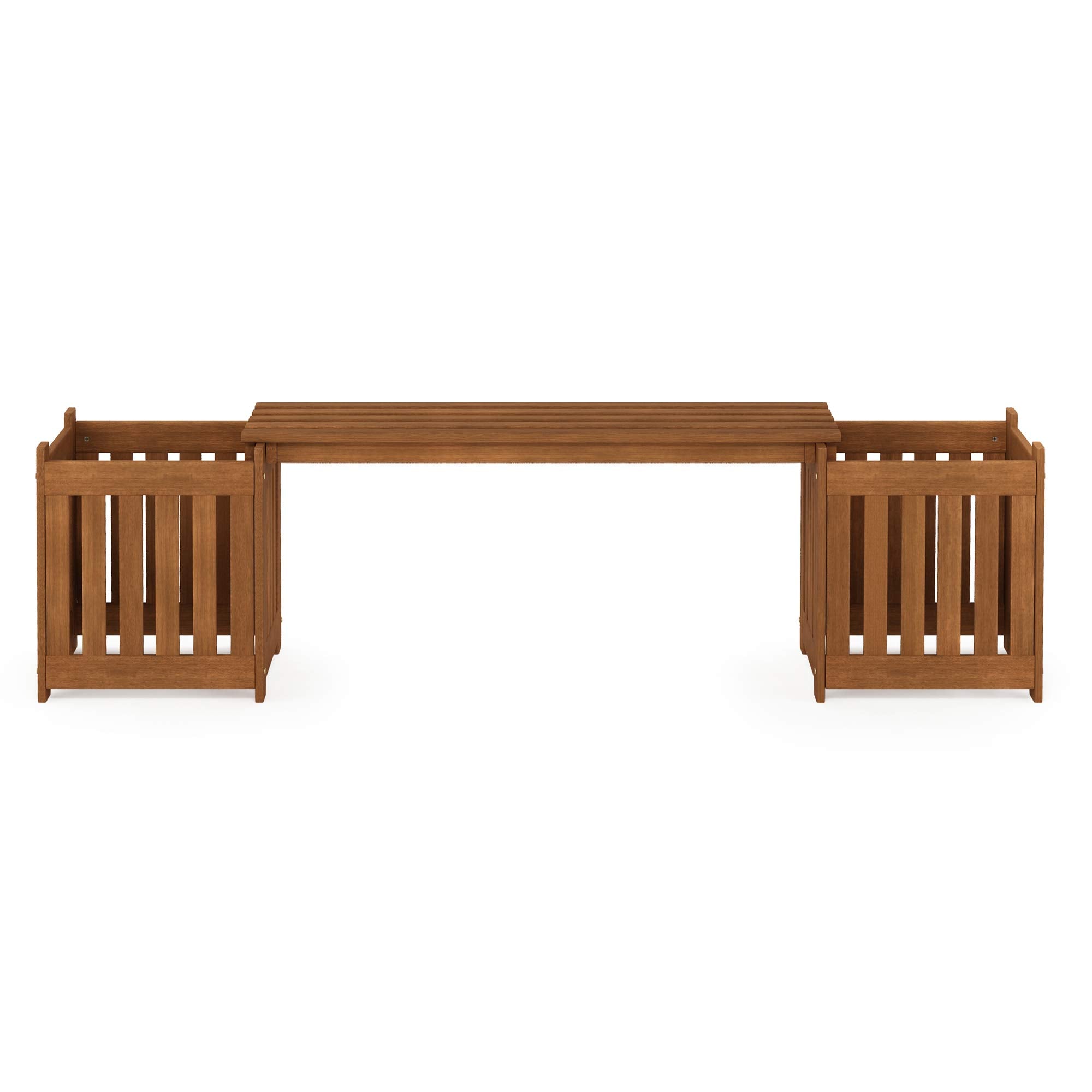 Furinno Outdoor Planter Box with Seater, Wood, Natural, 173.99 (W) x 45.46 (H) x 40.13 (D) cm