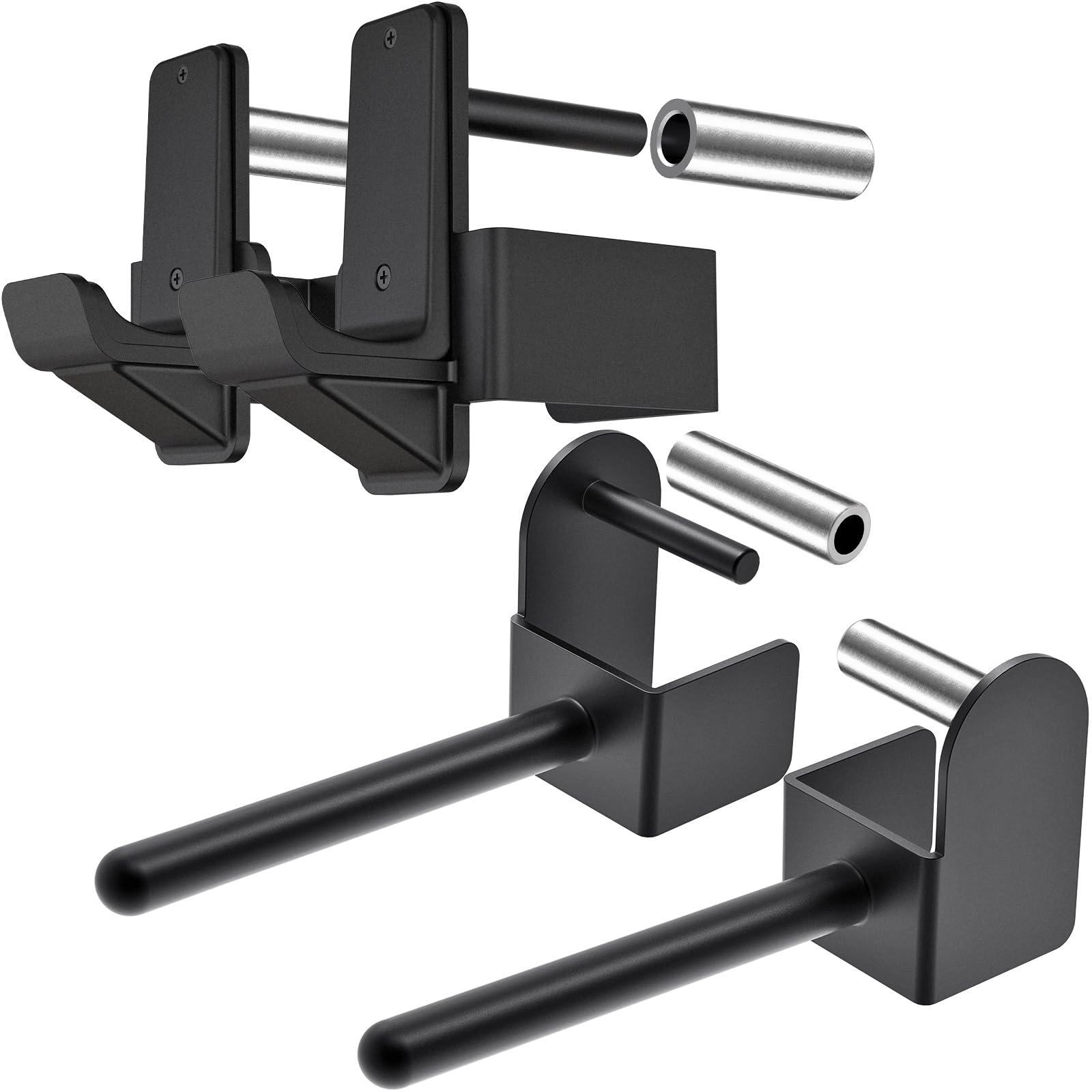 Kipika J-Hooks and Weight Plate Holder Set for 3" x 3" Power Rack with 5/8" or 1" Hole - Squat Rack Attachments for Strength Training and Weight
