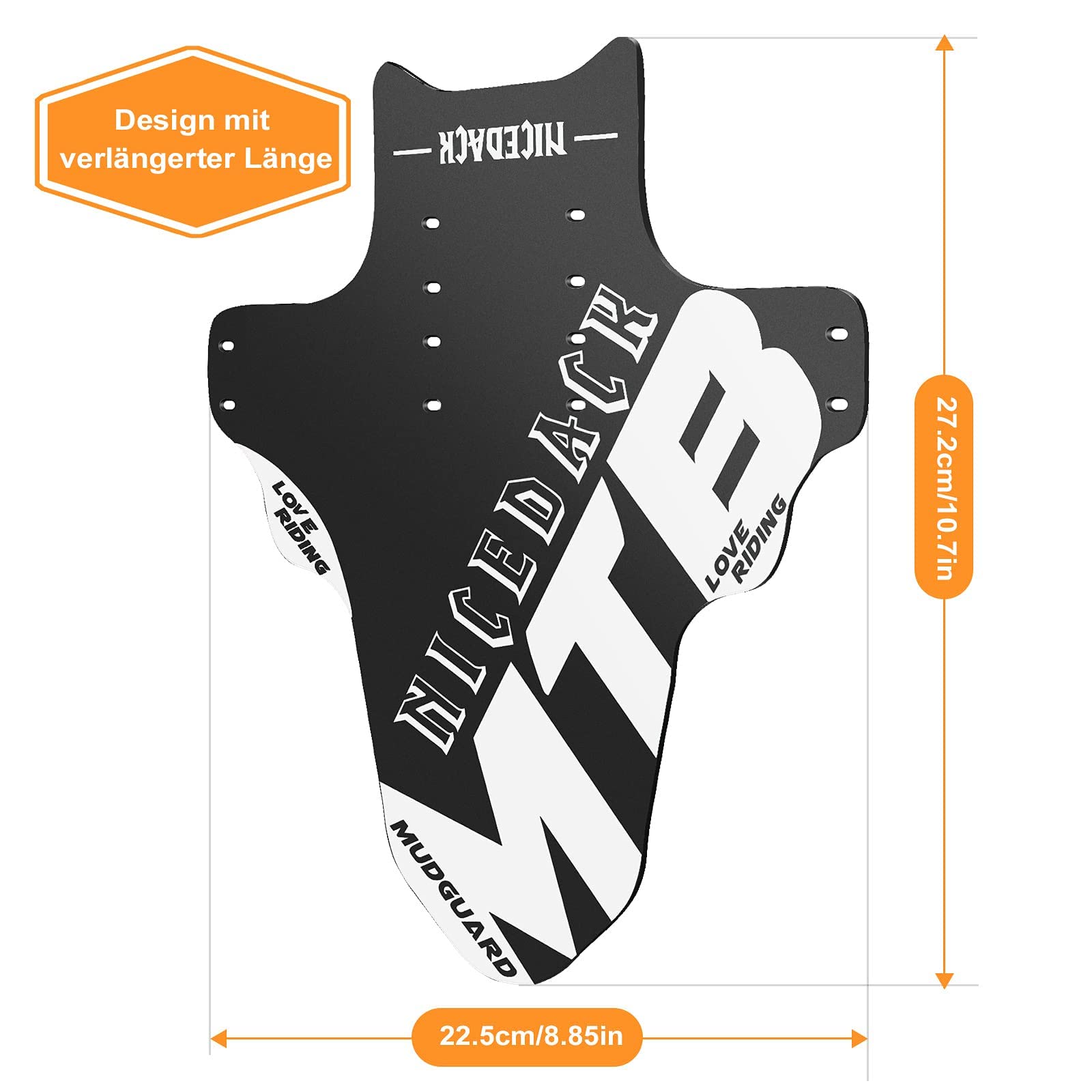 NICEDACK Mudguards Mountain Bike, 2 Pieces Mudguard Fit 20-29 Inch MTB Mudguard Front and Rear Compatible Bicycle Splash Guard