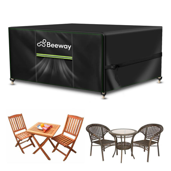BEEWAY Garden Furniture Cover With Air Vent, Waterproof Patio Rattan Sofa Table Chair Set Cover - 420D Oxford Fabric, Windproof - Rectangular 242 x 182 x 100cm