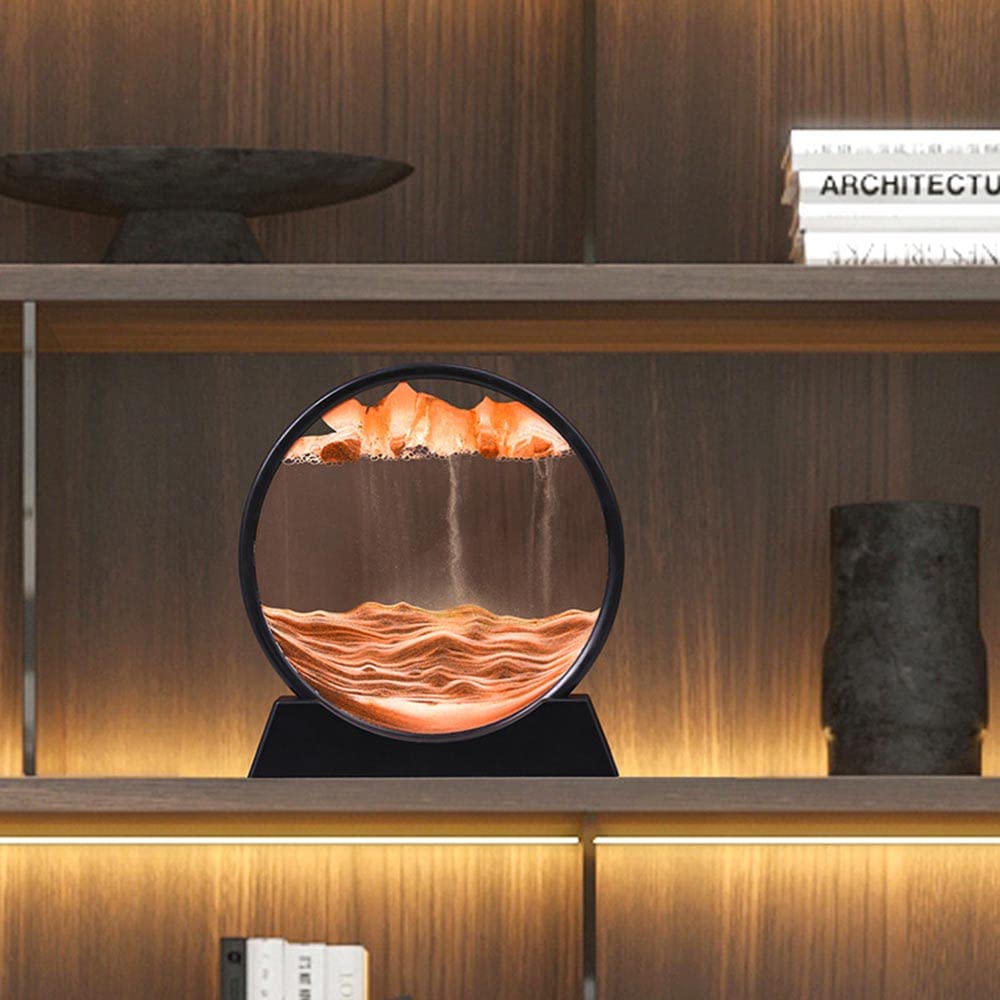 Arthink Moving Sand Art Picture,Liquid Motion 3D Sea Sandscape in Motion Display, Flowing Sand Frame Desktop Art Bookshelves Home Office Decoration(12 inch, Green)