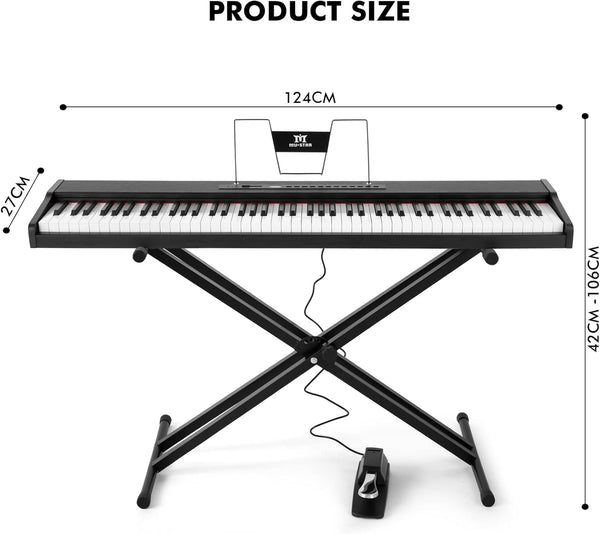 MUSTAR Digital Piano 88 Weighted Keys Hammer Action, Full Size 88 Key Piano Keyboard Weighted, Electric Keyboard Piano with Bluetooth Connection, Portable Case, Sustain Pedal, White