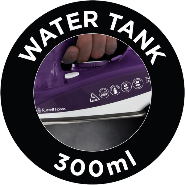 Russell Hobbs Supreme Steam Iron, Powerful vertical steam function, Non-stick stainless steel soleplate, Easy fill 300ml Water Tank, 110g Steam Shot, 40g Continuous steam, 2m Cord, 2400W, 23060