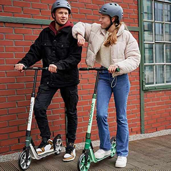 HUDORA BigWheel 205 Advanced Scooter - Comfortable aluminium scooter for up to 100kg - Height-adjustable & foldable kick scooter - Kick scooter for children/teenagers & adults