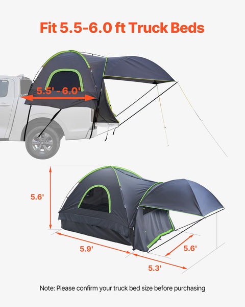 VEVOR Waterproof PU2000mm Spacious Double Layer Design, SUV Camping Tent with Shade Awning and Mesh Windows, Includes Rainfly and Storage Bag