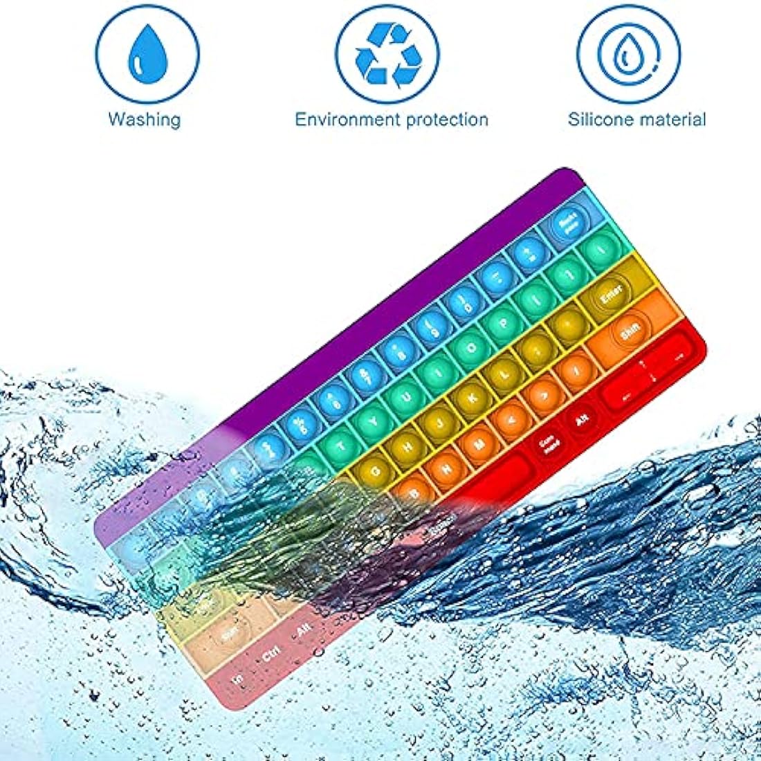 Aionly Pop Keyboard Fidget Toy,Christmas Fidget Toys, Push Stress Reliever Anxiety Relief It Sensory Toys for Autism,Bubble Keyboard with Letters Numbers Fidgets for Girls/Boys (Rainbow Keyboard)