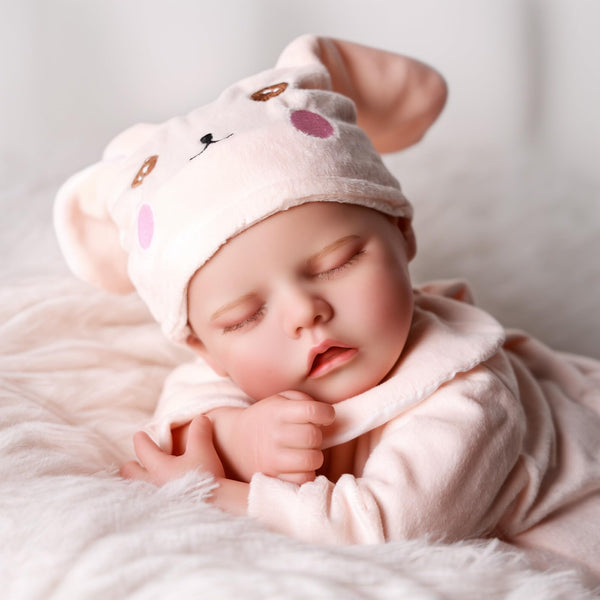 JIZHI Reborn dolls Age 3+ - 17-Inch Handmade Realistic Baby Dolls Soft Cloth Body with Toy Accessories, Reborn Baby Dolls Like a Lifelike Baby(Sleeping baby)