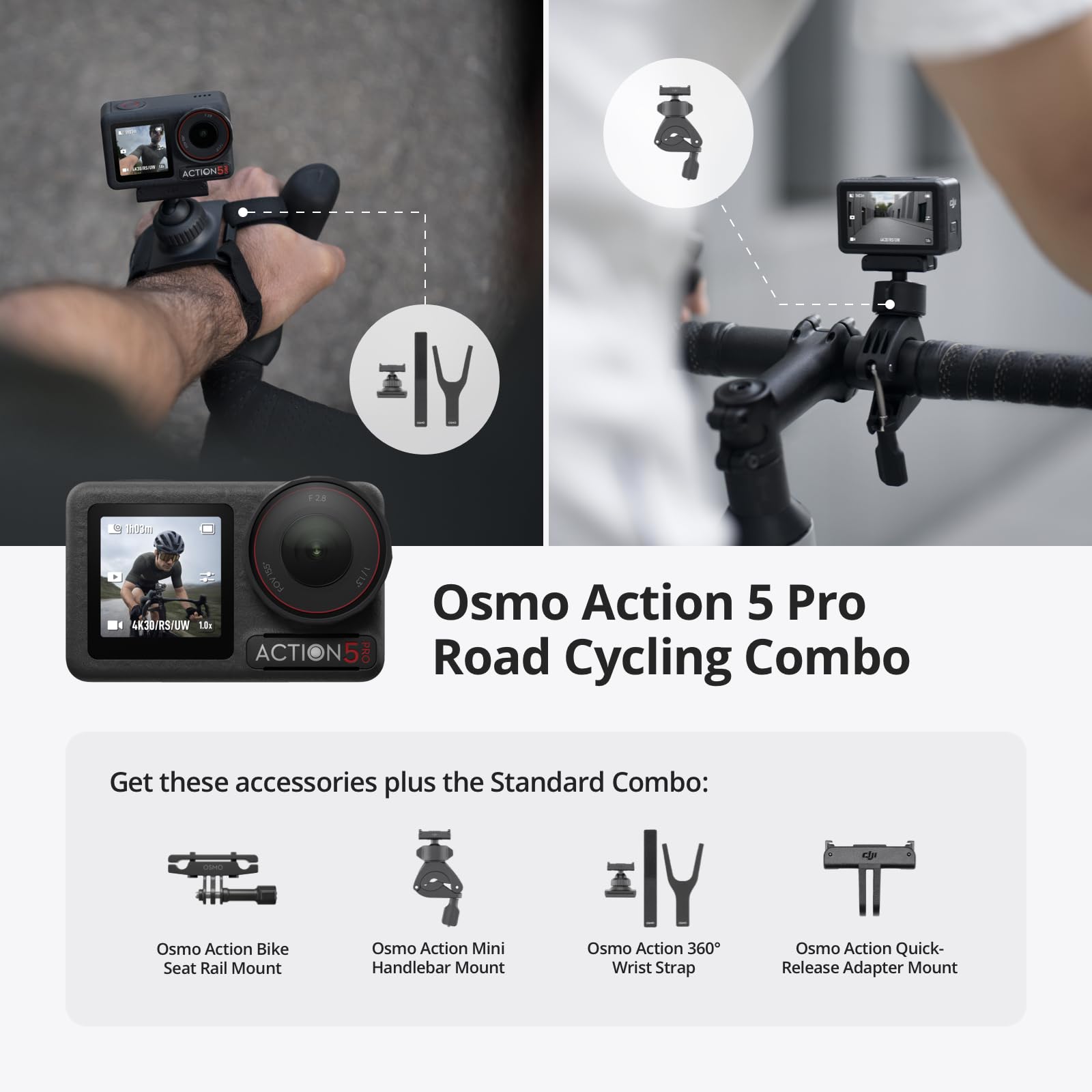 DJI Osmo Action 5 Pro Standard Combo, Waterproof Camera With 1/1.3" Sensor, 4K/120fps Video, Subject Tracking, Stabilization, Dual OLED Touchscreens, Action Camera 4K Ideal for Sports, Vlog