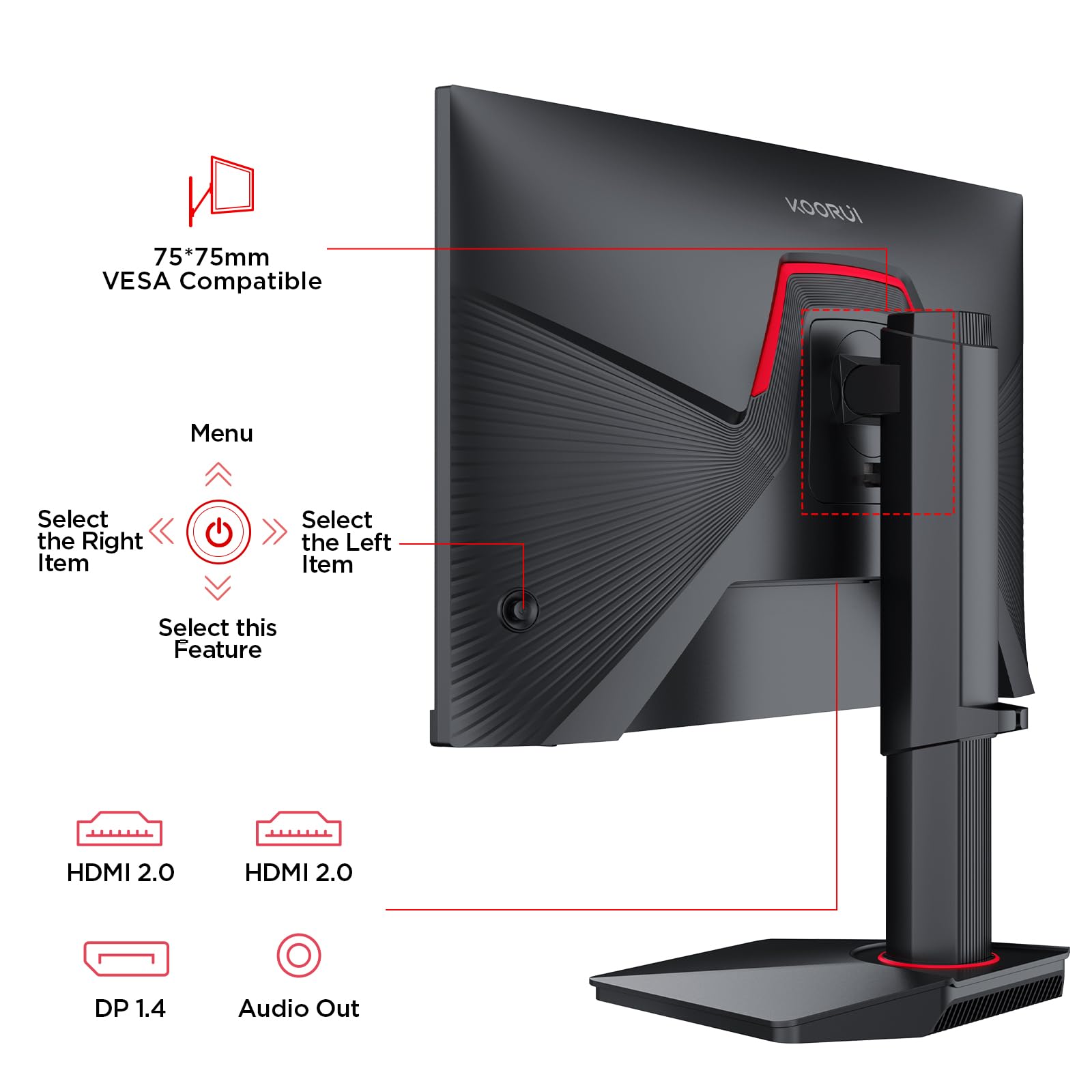 KOORUI 32 inch Curved Gaming Monitor,1440p(2560x1440),170Hz.1ms, 2K, QHD,VA 1500R, HDR10,Adaptive Sync, VESA & Eye Care Ultra-Thin Support DP/HDMI