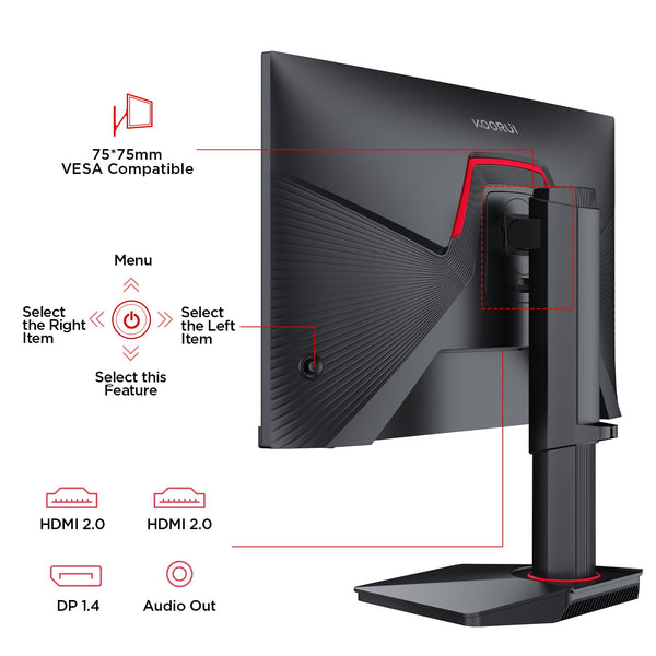 KOORUI 32 inch Curved Gaming Monitor,1440p(2560x1440),170Hz.1ms, 2K, QHD,VA 1500R, HDR10,Adaptive Sync, VESA & Eye Care Ultra-Thin Support DP/HDMI